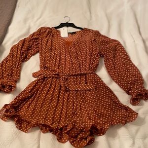 Brown & white romper